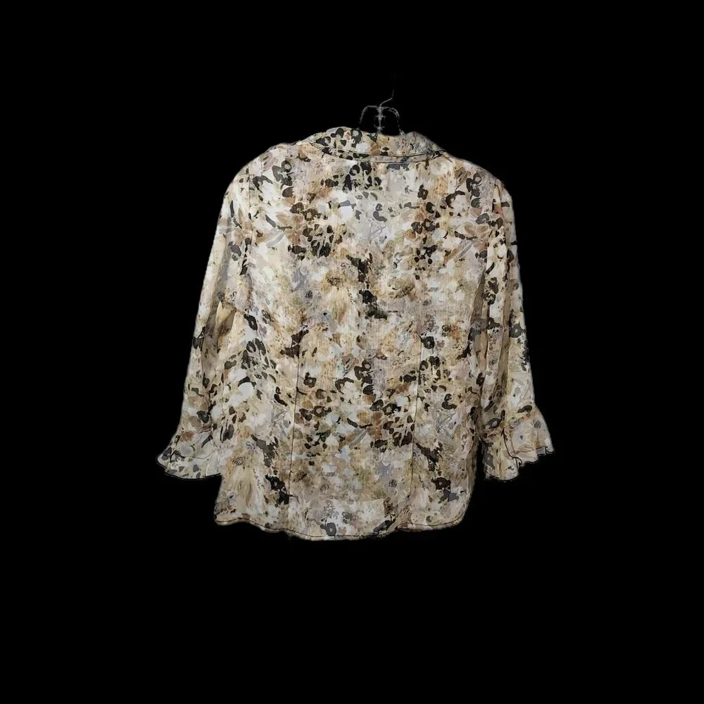 Nicola Woman Sheer Blouse with Ruffled Sleeves and Crinkle Tank Set Small - Picture 4 of 10